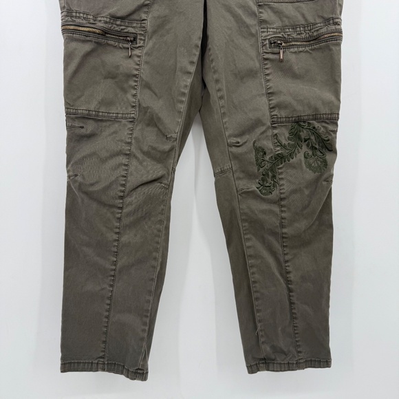 White House Black Market Pants Women 8 Green Slim Crop Utility Y2K Embroidered - Picture 3 of 14